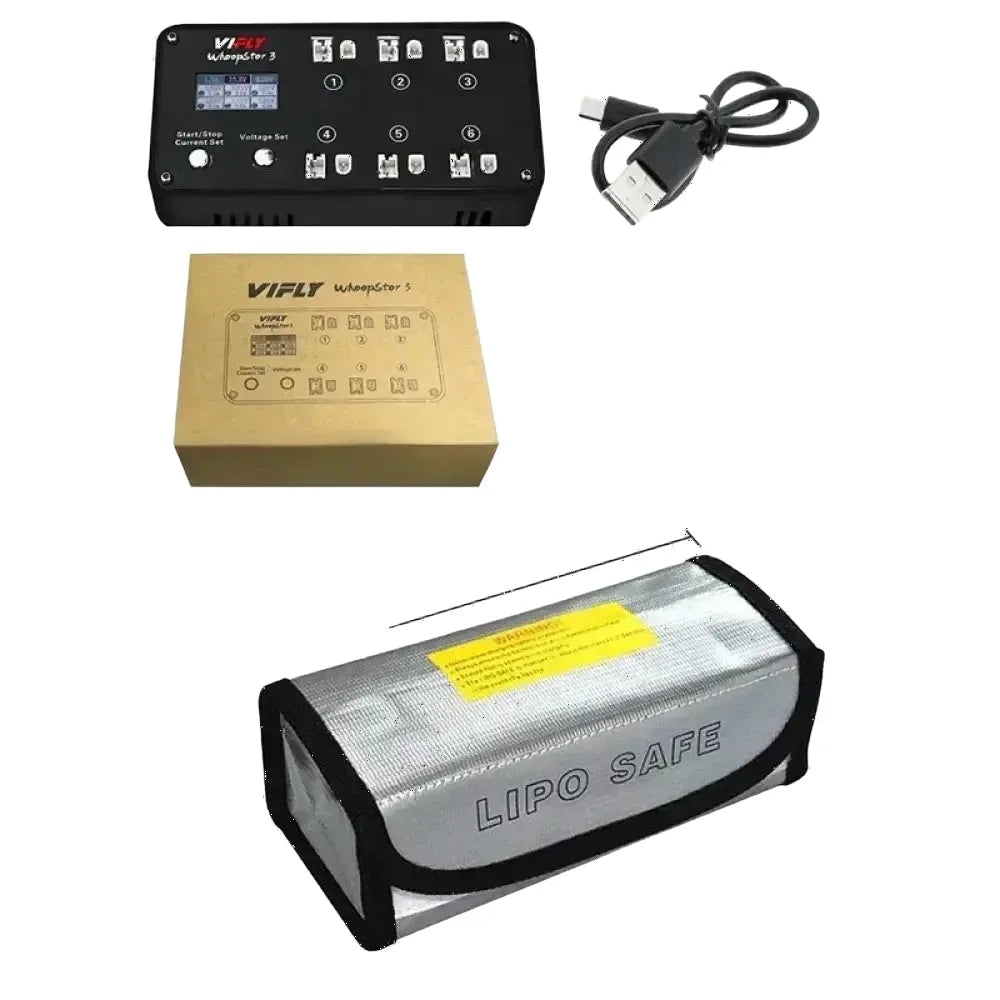 NOUVEAU VIFLY WhoopStor 3 V3 6 Ports 1S LIPO veHV Chargeur de Batterie Déchargeur Stockage LCD TYPE-C DC cruc60 Pour RC