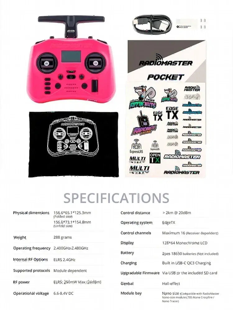 RadioMaster poche écrasement Radio contrôleur 2.4G 16CH ELRS transmetteur Hall cardan pour RC FPV Drone quadrirotor
