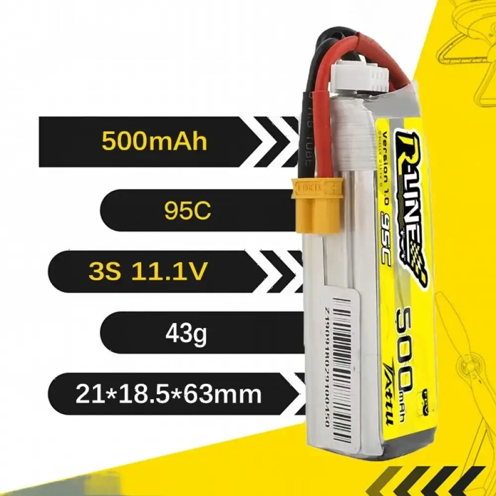 Salle de bain T TATTU R-LINE 1.0 95C 500mAh 11.1V Lipo Batterie Pour RC Hélicoptère Quadcopter FPV Racing Drone Pièces
