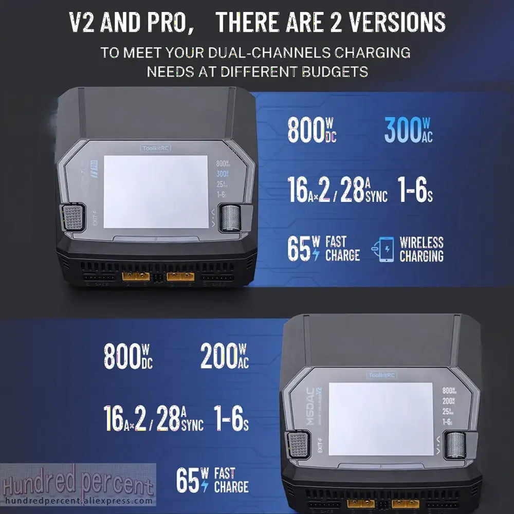ToolkitRC M6DAC PRO V2 chargeur Intelligent double canal AC 200W DC 800W 16A batterie au Lithium 1S 2S 3S 4S 5S 6S LiHV