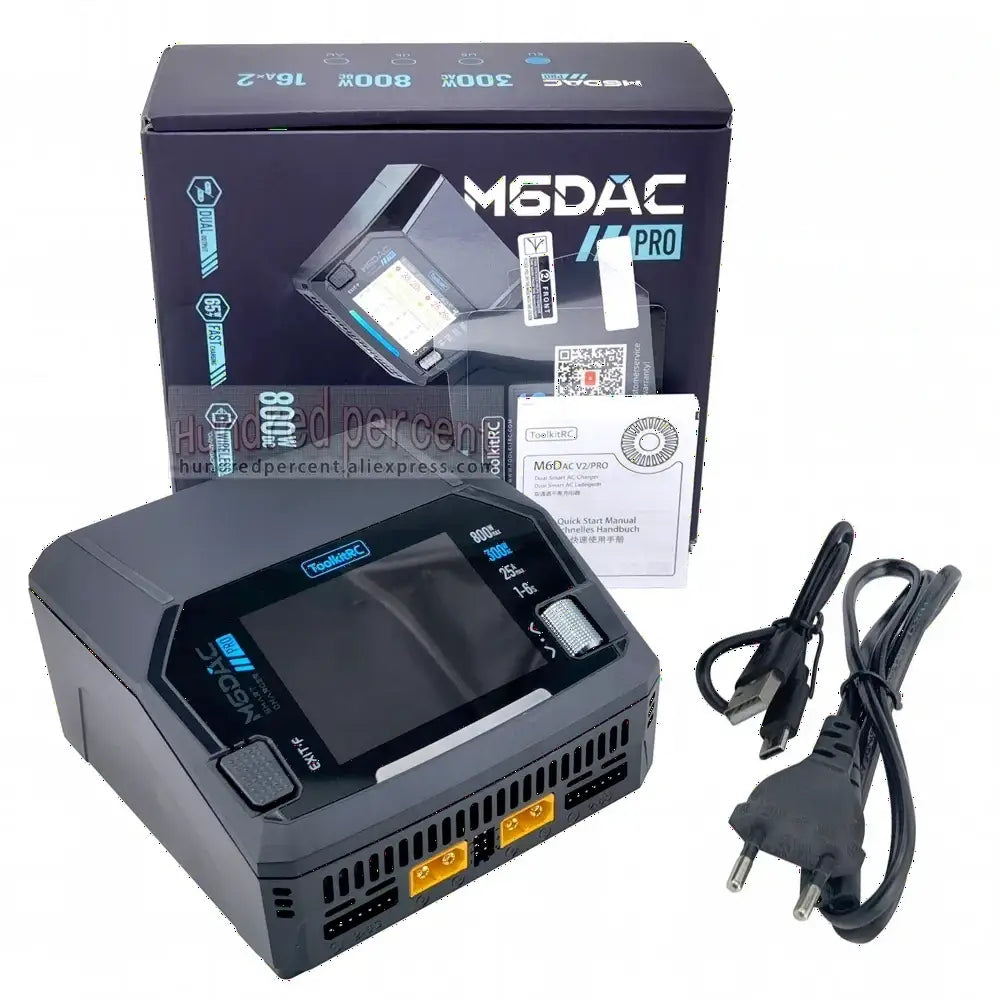 ToolkitRC M6DAC PRO V2 chargeur Intelligent double canal AC 200W DC 800W 16A batterie au Lithium 1S 2S 3S 4S 5S 6S LiHV